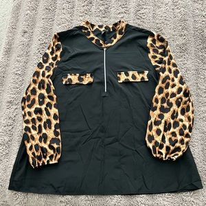 BRAND NEW!!! NEVER WORN!!! Cheetah print sleeve blouse!